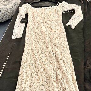 Lulus Romance Dreamer White Lace Off-the-Shoulder Maxi Dress - M  NWT
